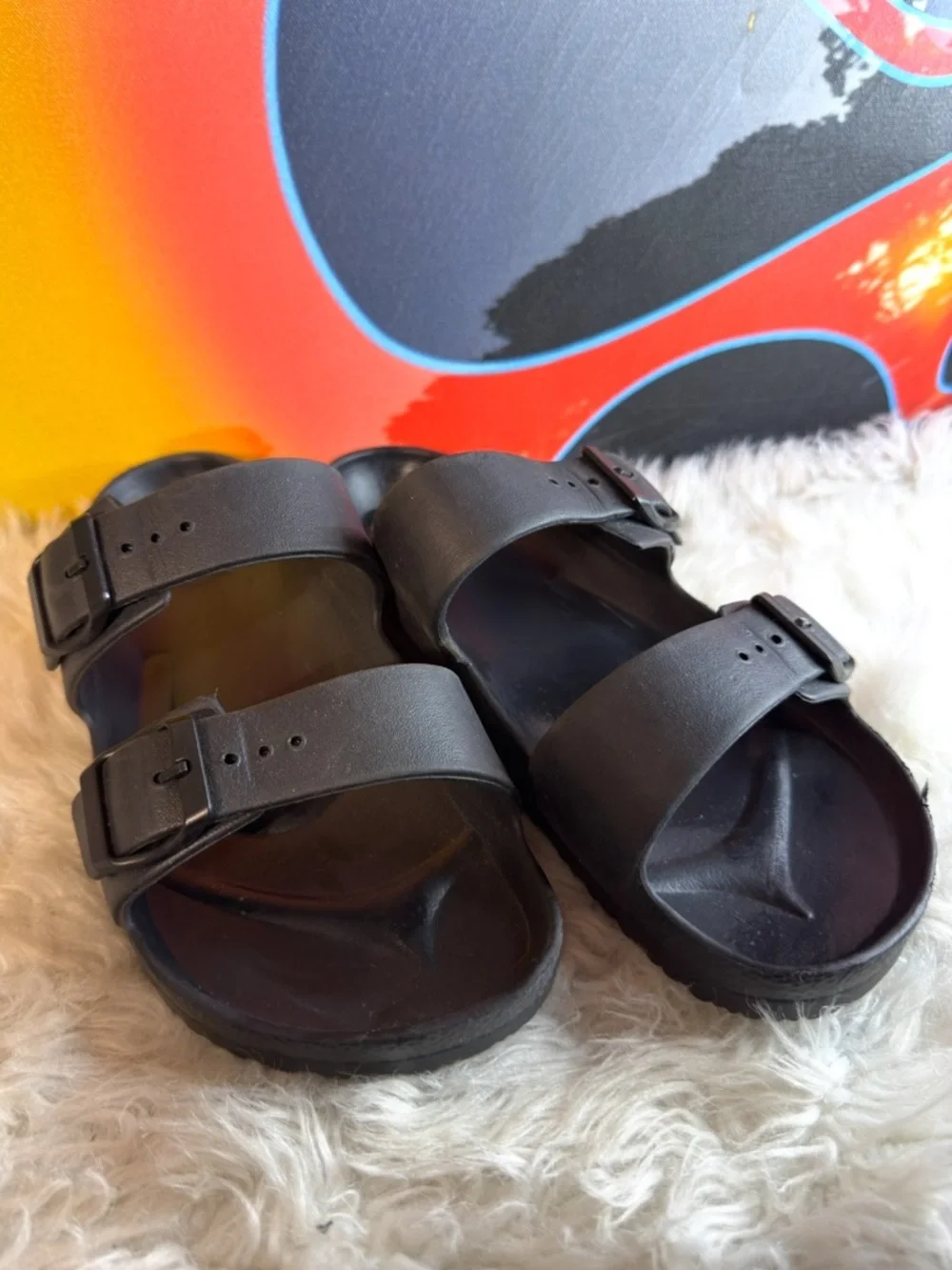 Shade & Shore Dual-Buckle Slide Sandals‎ - Black Sz 9 (TXABIN)